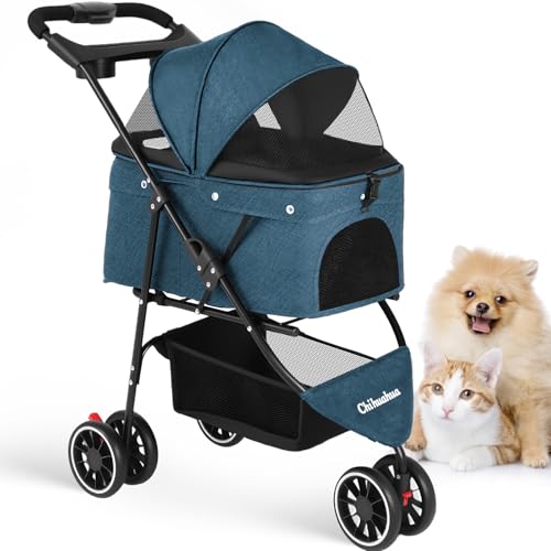 Pet Stroller Dog Stroller for Small Medium Dogs Cats (Green)