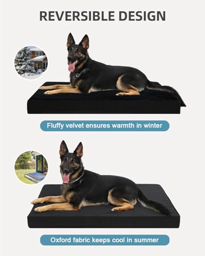 Orthopedic Dog Bed for Large Dogs with Waterproof Lining (Black / 41.0"L x 27.0"W x 3.0"Th)