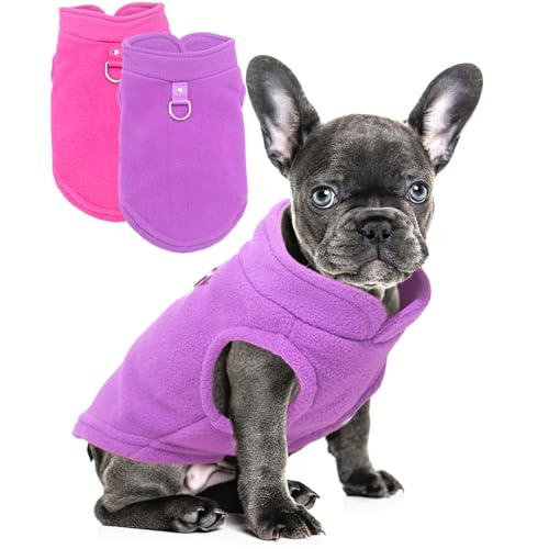 2 Pieces Fleece Dog Sweaters for Small Medium Dogs Girl (rose,purple / X-Large(19-26lbs))