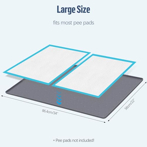 Pee Pad Holder for Dogs 34''x22'' Silicone Puppy Pee Pad Tray (Dark Grey)
