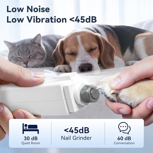 2-in-1 Quiet Electric Pet Nail Clipper & Grinder with Light for Dogs Cats (White)