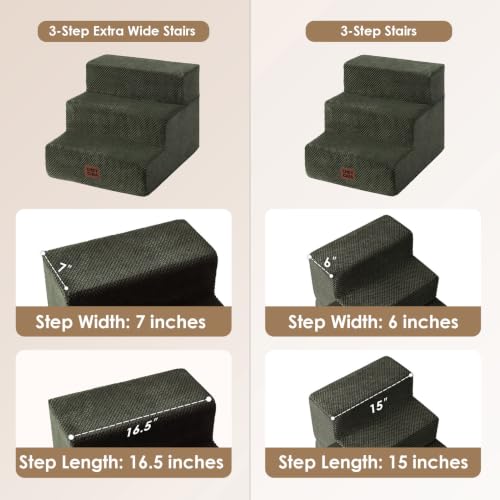 Dog Stairs 13.5" H (Military Green / Extra Wide 16.5" x 21" x 13.5")
