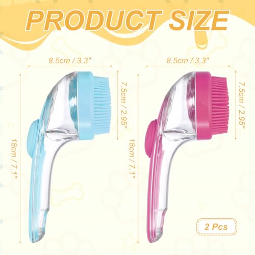2Pcs Pet Bath Brush (Blue/Pink)