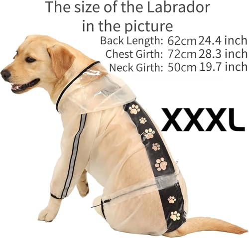 Dog Raincoat Dog Hooded Slicker Poncho (White / 2XL)