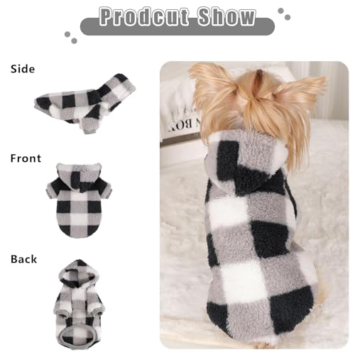 Dog Sweaters for Small Dogs (Small (Chest 14.6 in) / Black Grid)