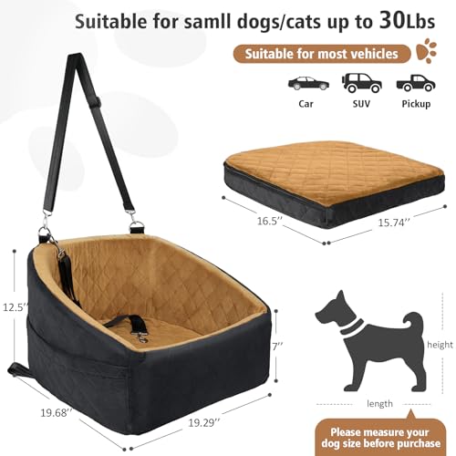 Dog Car Seat for Small Medium Dogs (Black/brown)
