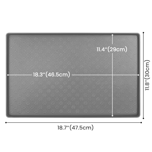Pet Placemat for Dog and Cat (18"L x 12"W / Grey)