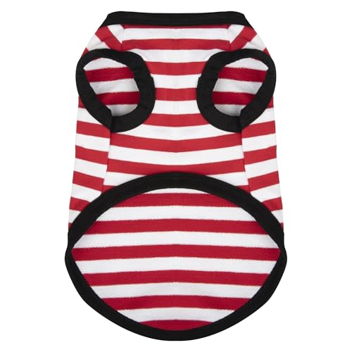 Dog Shirts Striped Sleeveless Cotton Tank Top for Small Medium Dogs (2XL-(26~38lb) | Chest(~25.5") / Red)