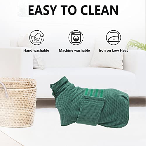 Pineapple Grid Fast Drying Super Absorbent Dog Cat Bath Robe Towel (Medium / Green(Pineapple grid))
