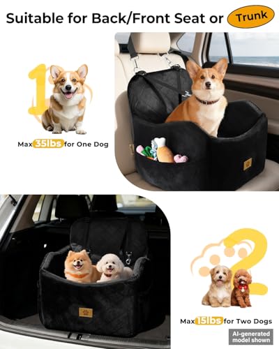 Dog Car Seats for Small Dogs Up to 35 lbs (Black)