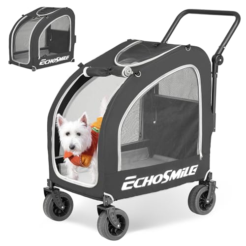 4 Wheel Pet Stroller for Dogs & Cats (Black)