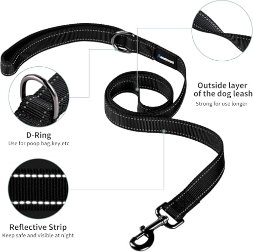 No Pull Dog Harness with Padded Handle+5 Ft Leash (XL / Black Set)
