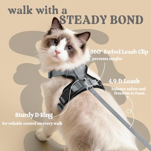 Cat Harness and Leash Set (M / Grey)