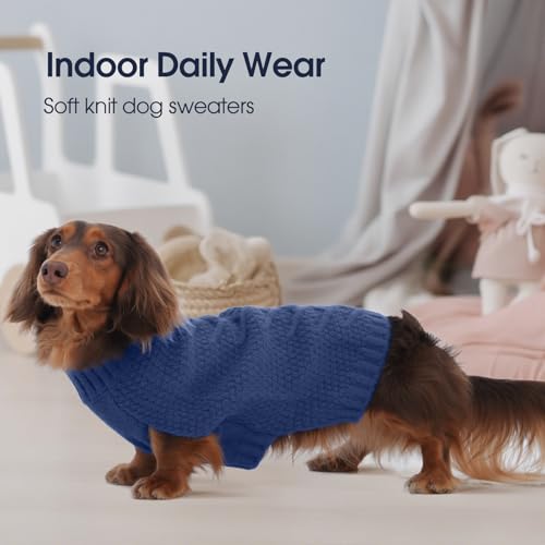 Dog Sweater Dog Sweaters for Small Dogs Girl Boy Thermal Knitted (Medium(Chest:17.3 in) / Blue)