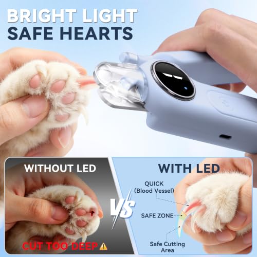 2-in-1 Quiet Electric Pet Nail Clipper & Grinder with Light for Dogs Cats (Blue) Dual LED Lights,3-Speed Grinder,Nail Clipping Splash Guard,Type-C Rechargeable,Quiet Design for Anxious Dogs & Cats (Blue)