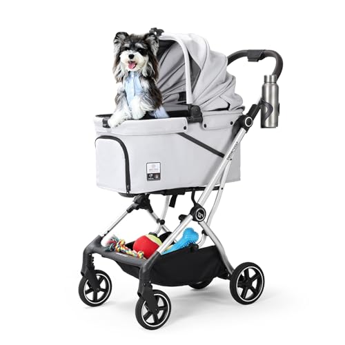 Beberoad Dog T4 Max Stroller for Small Medium Pets Elevated Viewing (T4 Max Gray)