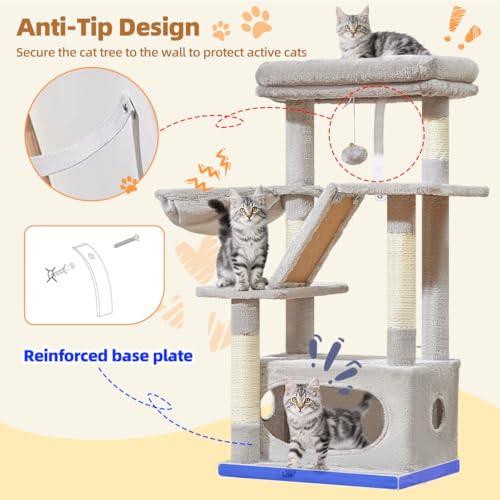 Cat Tree 38.5In Cat Tower for Indoor Cats (Light Gray / 38.5 Inches)