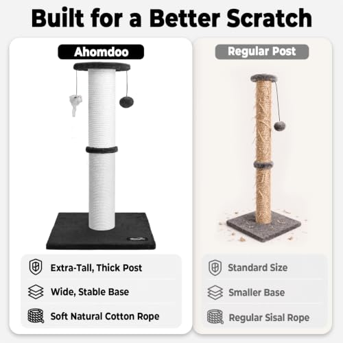 34 Inch Tall Cat Scratching Post for Large Cats (Black)
