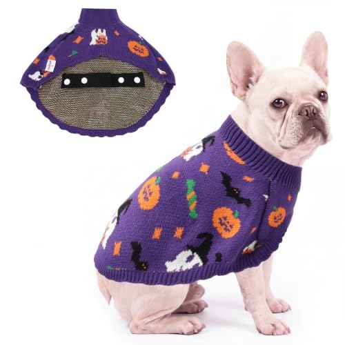 Dog Halloween Sweater Cloak (Large(Back Length 14") / Halloween Purple)