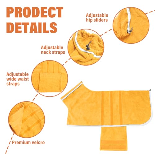 Dog Robe Fast Drying Towel (yellow / Medium)
