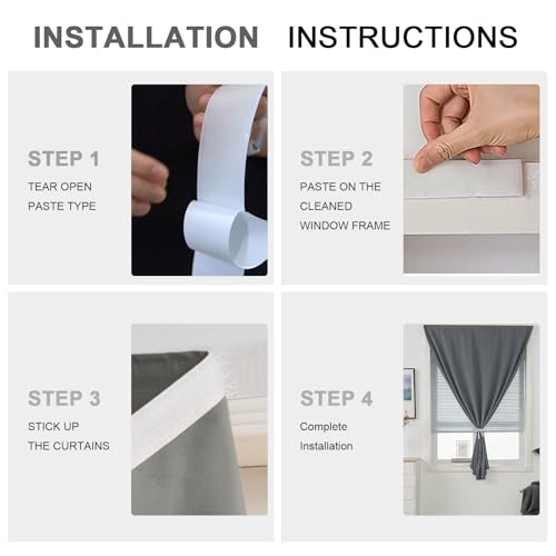 Magic Tape Blackout Curtains (47"W x 84"L (Pack of 1) / Grey)