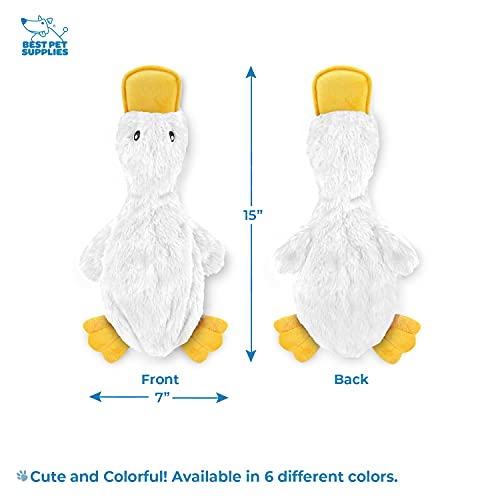 Interactive Squeaky Dog Chew Toy (Crinkle Duck (White, Yellow & Green) / Large)