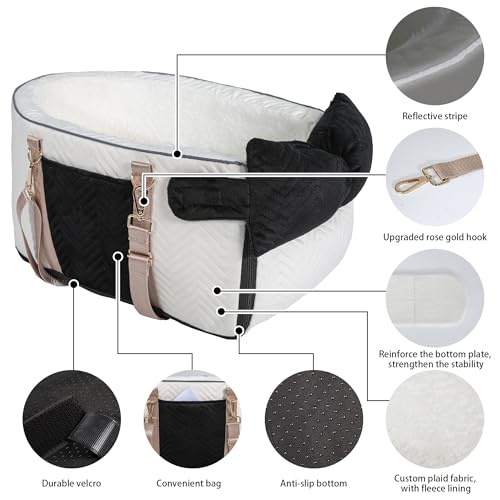Dog Car Seat for Small Dogs Adjustable Portable Center Console Dog Car Seat Removable Cat Booster Cars Seats