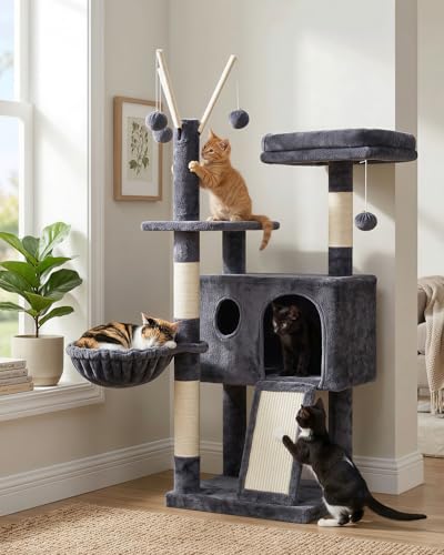 Cat Tree Tower with Removable Toys (41.3 Inches / Smoky Gray)