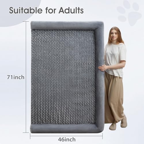 Orthopedic Washable Human Dog Bed for Adult & Dog Cozy Sleep (71"l x 46"w x 7"th / Grey)