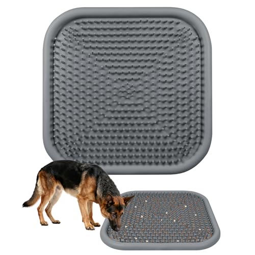 Snuffle Mat for Dogs 23.6" x 23.6" Silicone Large Slow Feeder Mat (Grey:23.6"x23.6")
