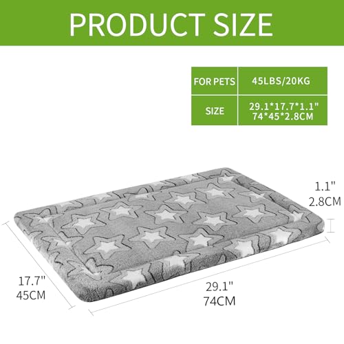 Dog Crate Pad for 30"x20" Dog Crate (Grey with Star Pattern / M (29.1"x17.7"x1.1"))