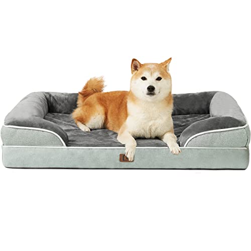 Orthopedic Dog Beds Large Sized Dog (Greyish Green / 36.0"l X 27.0"w X 6.5"th)