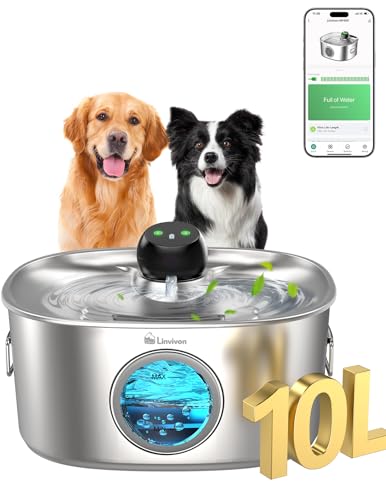 Stainless Steel Dog & Cat Water Fountain for Large Dogs and Cats