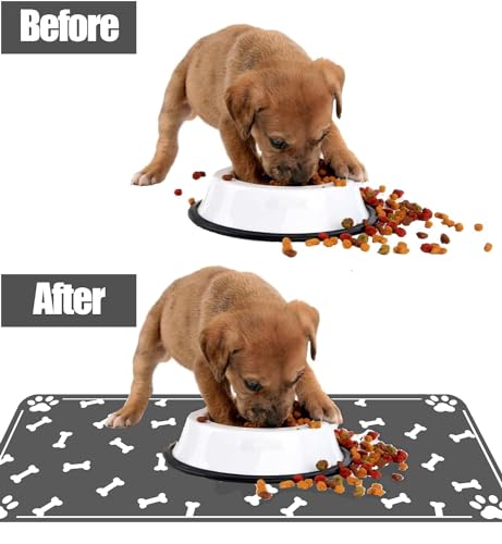 Large Pet Feeding Mat (dog bone print / 39.3"L x 15.7"W)