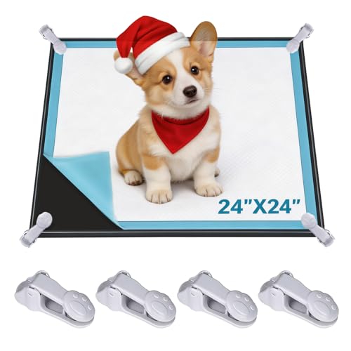 Dog Pee Pad Holder with 4 Holder Clamps (Black)