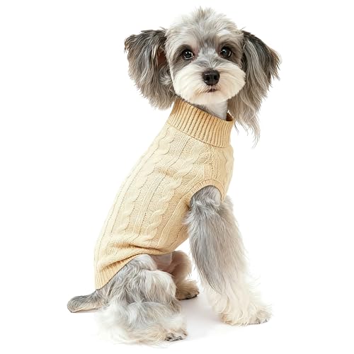 Dog Sweater Soft Warm Turtleneck Knitted Clothes for Small Medium Large Pet (Apricot / XX-Large)