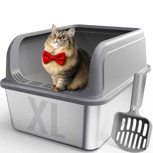Stainless Steel Cat Litter Box (XL (1 Pack) / Grey)