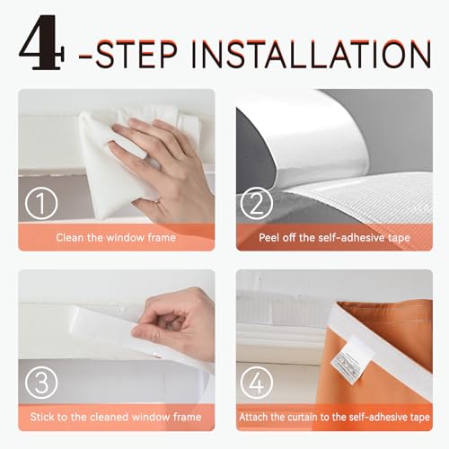 Self Adhesive Curtain (Orange / 47"W x 84"L (Pack of 1))