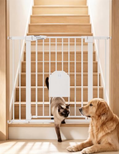 36" Tall Baby Gate with Adjustable Cat Door (White / 29-43" Wide, 36" Tall | Standard)