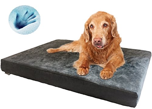 Waterproof Orthopedic Cooling Memory Dog Bed for Large and Extra Large Dogs (JUMBO 55" Length X 47" Width / Microsuede in Gray)