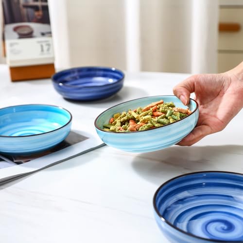 Ceramic Cat Bowls Set of 6 (5.6 Inch, Set of 6 / Gradient Blue)