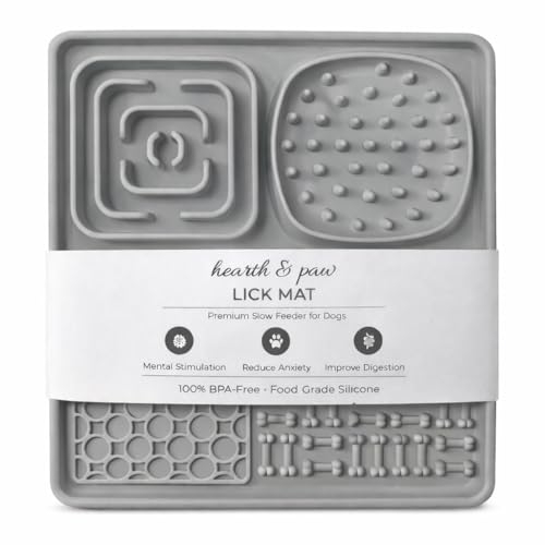 Hearth & Paw Silicone Lick Mat for Dogs Slow Feeder & Enrichment Mat (Gray)