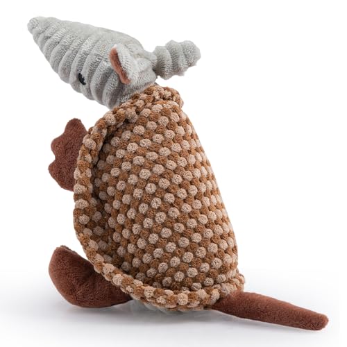 Armadillo Squeaky Puppy Dog Toys for Small Medium Dogs (8 IN / Brown and Bronze)