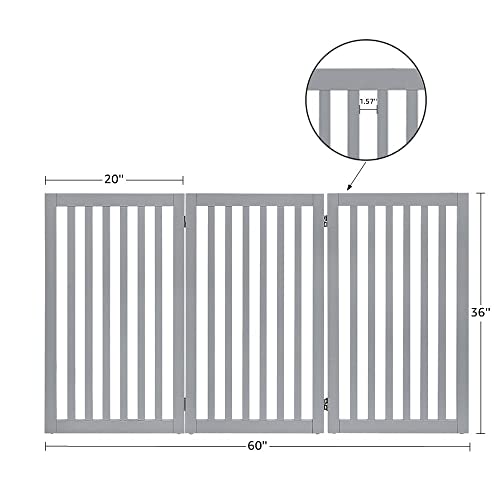 36”H Free Standing Pet Gate for Dog Cat (Gray / 60"W×36"H)