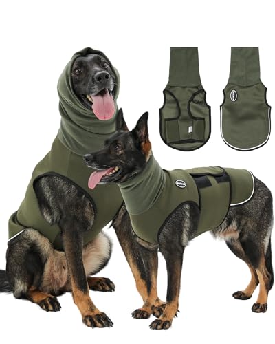 Dog Anxiety Vest with Hood (Large / Army Green)