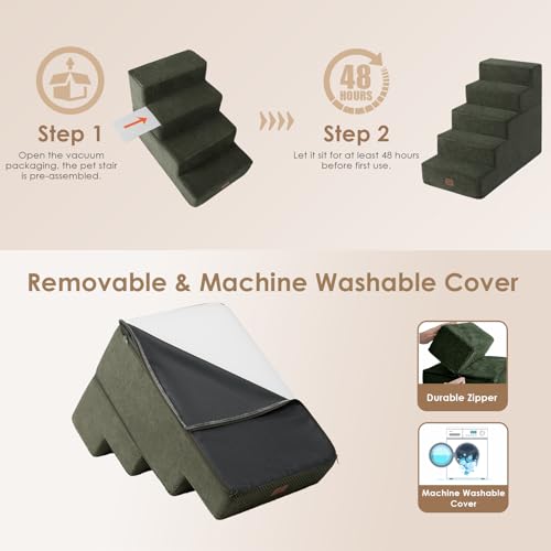 Dog Stairs for High Bed 22.5" H (Military Green / Standard 15.7" x 30" x 22.5")