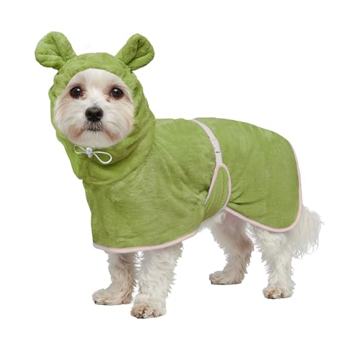 Dog Bathrobe Super Absorbent Towel Robe (Olive Green / Medium)