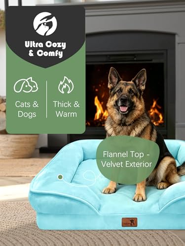 Orthopedic Dog Bed with Sides (42.0"L x 32.0"W x 6.5"Th / Ice Blue)
