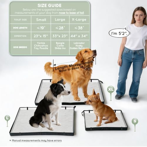 Large Portable Dog Pee Pads Foldable Liner Base 33''x23'' Training Pad Holder with Fixing Clips (L 33'' x 23'' for Dog＜ 28" Length)