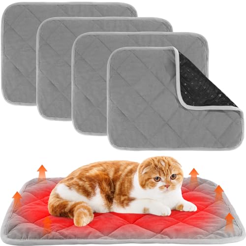 4 Pack Self Warming Pet Mat (Gray / 17.7 x 23.6 Inches)